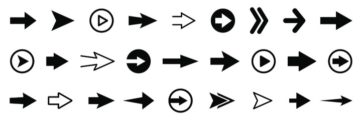 Set of vector arrow icons. Collection of pointers.