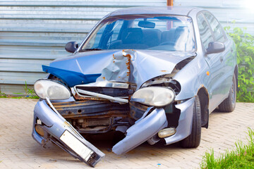 a car after an accident in the parking lot