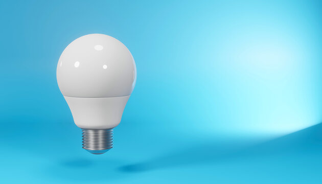 3d render of a light bulb on a blue background.Digital image illustration.