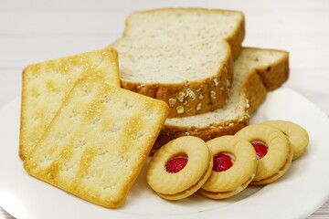 snack cookies image on white wooden background