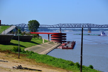 Fototapeta na wymiar Panorama am Fluss Mississippi in Memphis, Tennessee