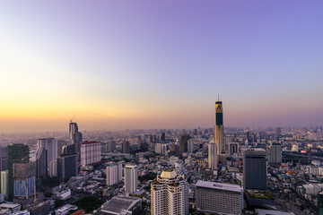 Fototapeta premium Beautiful Bangkok cityscape in sunset time.