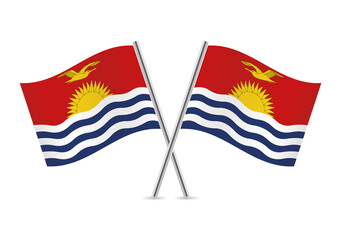 The Republic of Kiribati crossed flags. Kiribati flags on white background. Vector icon set. Vector illustration.