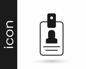 Obraz premium Black Identification badge icon isolated on white background. It can be used for presentation, identity of the company, advertising. Vector