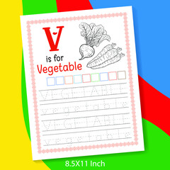 A to Z alphabet letter with easy word tracing and coloring book for preschool or kindergarten kids. A-Z Word tracing and coloring activity log sheet for Kindergarten and preschool kids