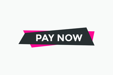 Pay Now button. Pay Now text web banner template. Sign icon banner
