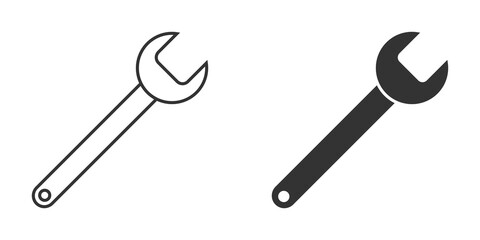 Wrench icon. Outline and flat design. Vector illustration.