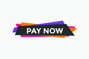 Pay Now button. Pay Now text web banner template. Sign icon banner
