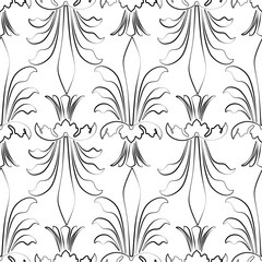 Naklejka premium Seamless pattern of outlines vintage desig elements in vintage style
