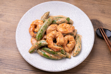 スナップえんどうとえびのマヨネーズ和え