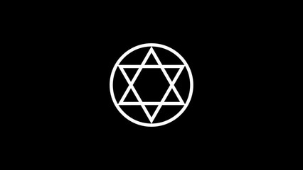 White picture of star of david on a black background. religious sign of the Jews. Distortion liquid style transition icon for your project. 4K video animation for motion graphics and compositing. - Powered by Adobe