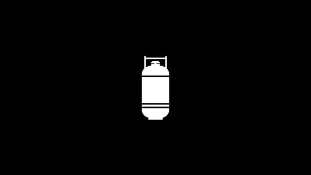 White picture of gas bag on a black background. cylinder for storage and use of gas. Distortion liquid style transition icon for your project. 4K video animation for motion graphics and compositing.