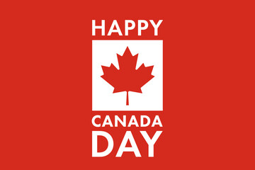 Canada day 1st July. Happy Canada Day modern cover, banner, card or poster, design concept with text and canadian flag maple leaf on a red background.