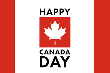 Canada day 1st July. Happy Canada Day modern cover, banner, card or poster, design concept with text and canadian flag maple leaf background.