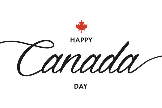 Canada day 1st July. Happy Canada Day modern cover, banner, card or poster, design concept with text and canadian flag maple leaf background.