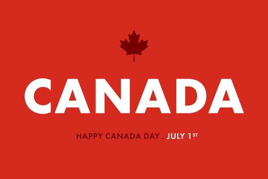 Canada day 1st July. Happy Canada Day modern cover, banner, card or poster, design concept with text and canadian flag maple leaf on a red background. Happy Canada Day