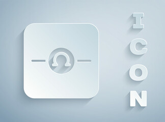 Paper cut Ohmmeter icon isolated on grey background. Paper art style. Vector