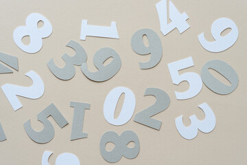 background with silver and white paper numbers
