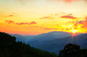 sunset in the mountains