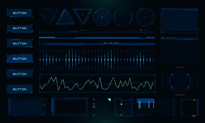 Set of Sci Fi Modern User Interface Elements. Futuristic Abstract HUD. Good for game UI. Vector Illustration EPS10