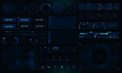 Fototapeta premium Set of Sci Fi Modern User Interface Elements. Futuristic Abstract HUD. Good for game UI. Vector Illustration EPS10