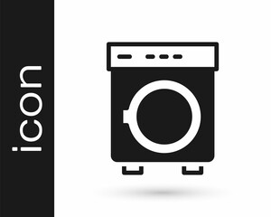 Black Washer icon isolated on white background. Washing machine icon. Clothes washer - laundry machine. Home appliance symbol. Vector