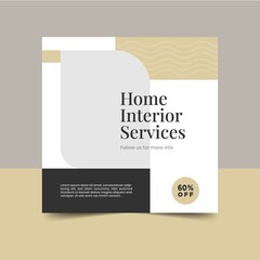 Home interior social media post template.