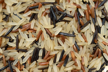  Close up photo texture of three colored rice 