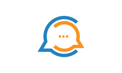 chat logo, speech bubble in the letter C, for a company logo or symbol