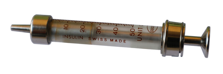 Naklejka premium Historic insulin injection swiss made for diabetes treatment