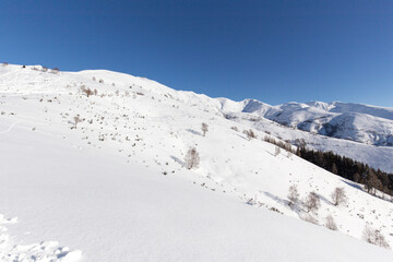 Fototapeta na wymiar View of snowshoeing route