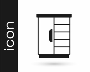 Black Wardrobe icon isolated on white background. Cupboard sign. Vector