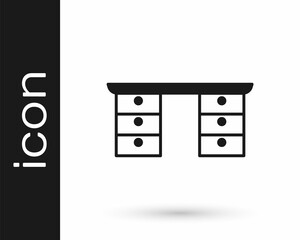 Black Office desk icon isolated on white background. Vector
