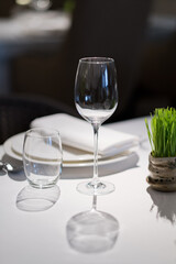 empty glass water on the table
