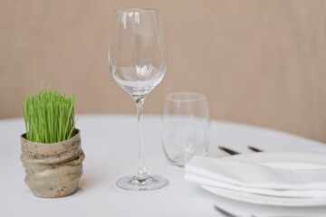 empty glass water on the table
