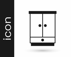 Black Wardrobe icon isolated on white background. Cupboard sign. Vector
