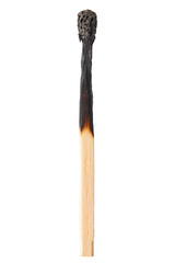Burnt matches isolated on white. Box of matches. Different stages of match burning Burnt matches. 