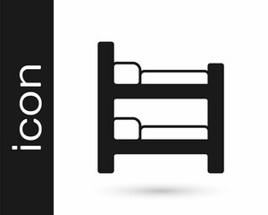 Black Bunk bed icon isolated on white background. Vector