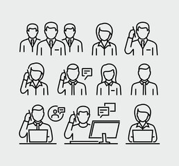 Business Person Vector Line Icons Set