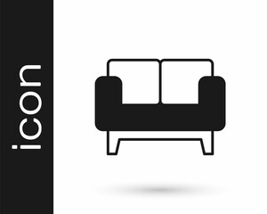 Black Sofa icon isolated on white background. Vector