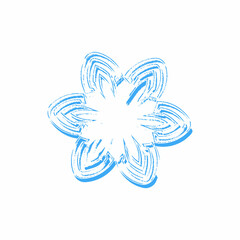 Snowflake Grunge Decor element for the designer Flower Stamp Blue shape on white background