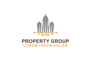 Real estate house logo design home building roof window skyscraper property business