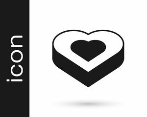 Black Candy in heart shaped box icon isolated on white background. Valentines Day. Vector