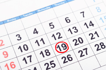 Red mark on the calendar at March 19. Save the date.