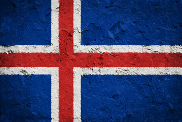Fototapeta premium Flag of Iceland on old grunge wall background