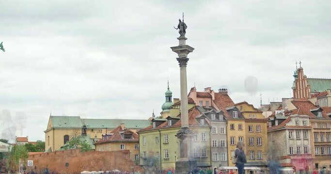 Timelapse  of Royal Castle and square in Warsaw