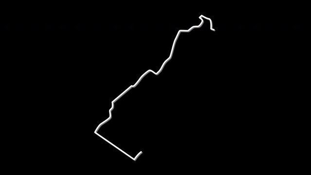 Monaco map, country territory outline self drawing animation. Line art.