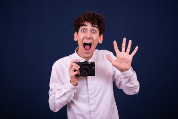 Happy attractive guy is photographed.