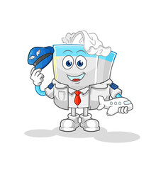tissue box pilot mascot. cartoon vector