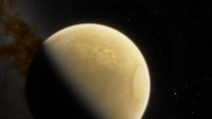 super-earth planet, realistic exoplanet, planet suitable for colonization, earth-like planet in far space, planets background 3d render
